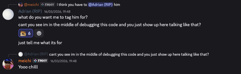 Adrian ignoring members who had tagged him before